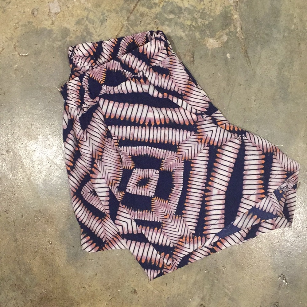 Orange & Purple Geometric Shorts